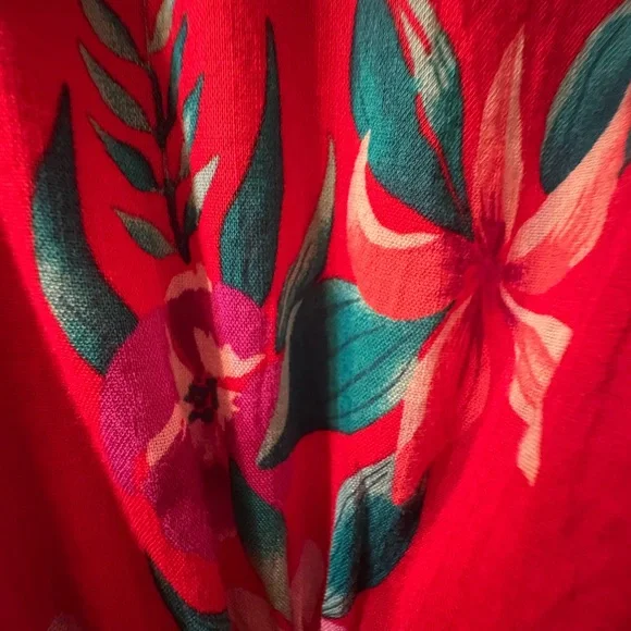 Old Navy Red Floral Hawaiian Ruffle Dress M - Picture 3 of 5